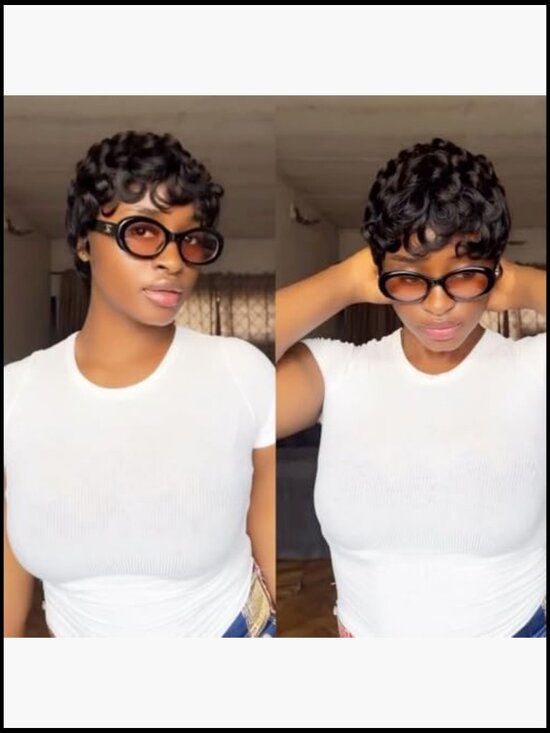 Pixie Cut Wig Human Hair Natural Looking Short Full Machine Made Glueless